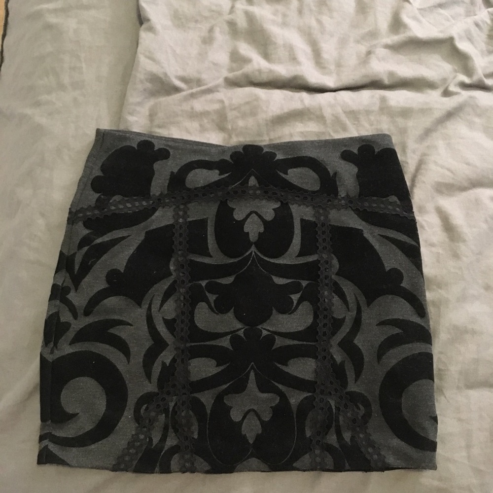 Free People velvet embroidered mini skirt